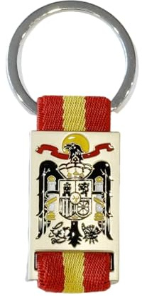 Durabol Llavero Español con Águila de San Juan, Bandera España Nacional, Cinta Roja Amarilla o Azul, Metal y Lona, 8 x 3 cm (Lona españa)