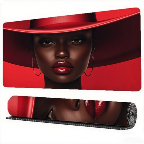Tapis de Souris 900 x 400 x 3 mm Afrique Tapis de Souris XXL Femme, Base Antidérapant Caoutchouc Coutures sur Les Bords Mouse Pad Précision et Vitesse Améliorées, pour Gamer Ordinateur Bureau,Model889