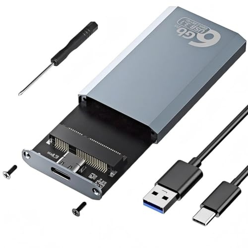 Multibao mSATA to USB 3.0 Adapter, USB C SSD Enclosure for 2TB Drive with 6Gbps Speed, Aluminium Case with USB A to C Cable