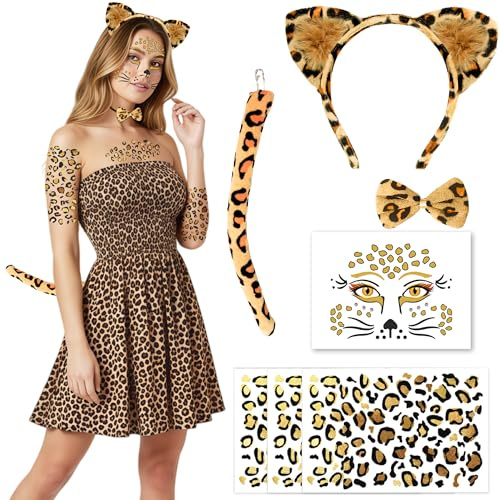 Hook Leoparden Ohren Haarreif – Tier Mottoparty Zubehör für Damen und Mädchen (Karneval, Fasching, Halloween)