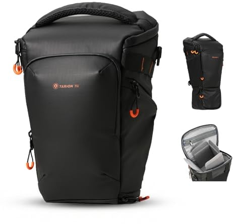 TARION DSLR Small Camera Bag Expandable Toploader Sling Bag with Strap | Fits SLR with 70-200mm to 400mm Lens attached, Raincover, Plenty of Pockets, Multiple Carrying Options(TRIAD PACK)