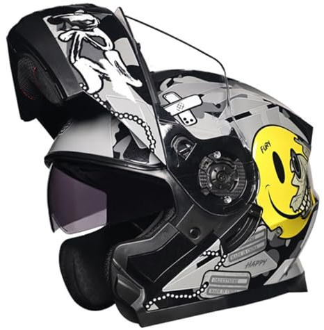 Klapphelm Motorradhelm Motorrad Helm Mit Doppelvisier Motocross Integralhelm ECEDOT Zertifiziert Rollerhelm Vollvisierhelm Racing Sturzhelm Für Männer Und Frauen 16,XXL:63-64CM