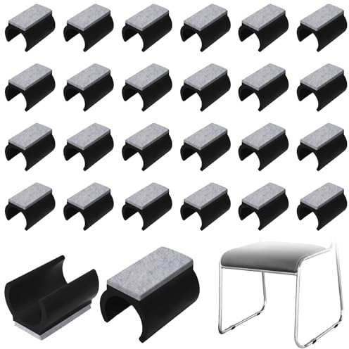 24 Stück Stuhlgleiter Freischwinger mit Filz,Filzgleiter für Schwingstühle Möbelgleiter,Möbelgleiter Klemmschalengleiter mit geräuschdämpfender Filzgleitfläche,Bodenschutz,Reduziert Geräusche,25mm