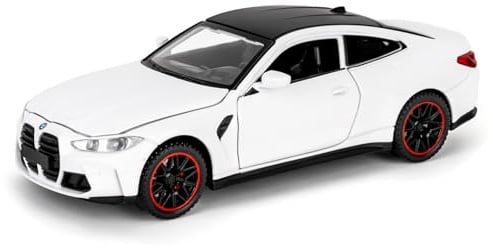 TGRCM-CZ 1/32 BMW M4 Modellauto, Zinklegierung Zurückziehen Fahrzeuge Modellauto mit Klang und Licht für Sammler & Kinder 3 Jahre alt Geburtstagsgeschenk (Weiß)