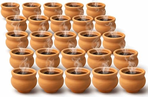 Housetronics Clay Mitti Teacup Set of 24 (120ml Each) – Natural Terracotta Chai Cups in Gift Box – Traditional Earthenware Tea Cups for Home, Office, Parties, Diwali & Festive Gifting