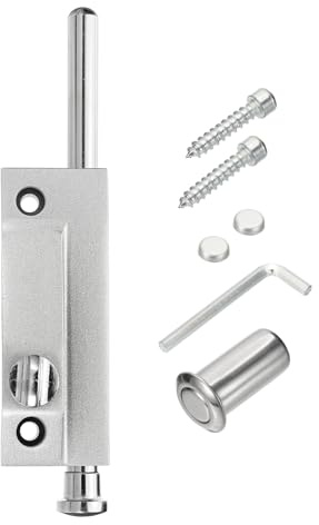 PATIKIL Sliding Patio Door Lock Set, Rectangle Keyless Sliding Door Security Lock with Bolt for Bedroom Bathroom Kitchen Balcony, Silver Gray