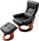 Robas Lund, Sessel, Relaxsessel, Hamilton, mit Hocker, Leder/schwarz, 83 x 85-110 x 105 cm, 64026SH5, 64026SH5