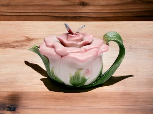 Cosmos Regali, 20853 Butterfly on Rose teiera, Ceramica, 5 – 1/5,1 cm Altezza