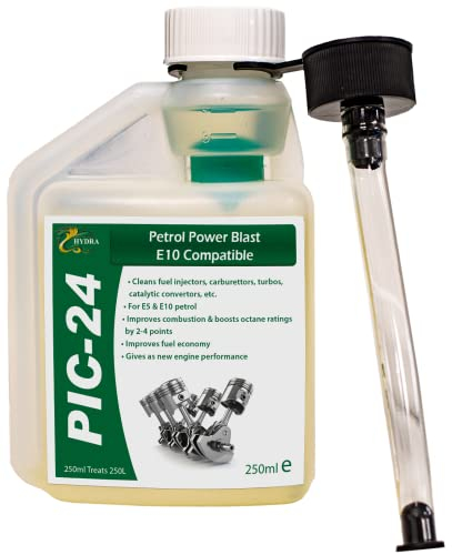 Hydra PIC-24 Petrol Injector Cleaner and Carb Cleaner Additive, 250ml Treats 250 litres, With Petrol Cleaner you get more Petrol Power with Octane Booster Removes Deposits Improves Combustion