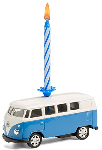 corpus delicti Kerze auf Rädern – das Geburtstags-Geschenk für alle Bus-Fans – kompatibel mit VW Bus T1 aus Metall (blau) (20.2K)