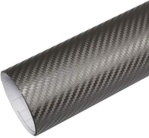 TipTopCarbon 6,57€/m² 3D Carbon Folie Silber-grau BLASENFREI 18m x 1,52m mit Luftkanäle Autofolie selbstklebend