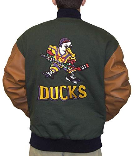 MyPartyShirt Gordon Bombay Jacke Mighty Ducks Film Varsity Letterman Hockey Kostüm 90s Gr. Large, Mehrfarbig