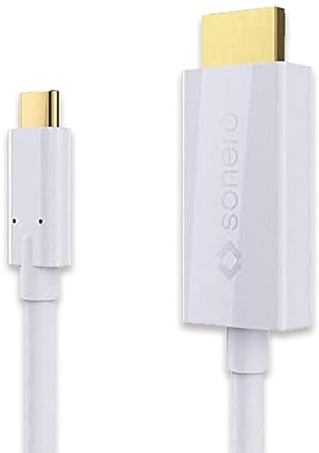 sonero UCC011-020 USB-C auf HDMI 2.0 Kabel, 4K@60Hz mit 18Gbps, USB 3.1, Alt Mode, Thunderbolt 3 kompatibel für MacBook Pro, Samsung S8, Dell XPS 15 und andere USB-C Computer, 2,0m weiß | HDR, USB 3.1 und Thunderbolt 3 kompatibel für Monitore, Displays und Projektoren mit HDMI-Eingang.