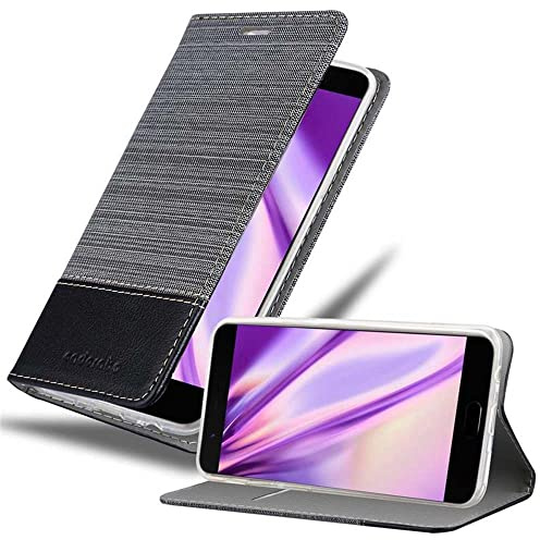 Cadorabo Hülle kompatibel mit OnePlus 5 aus Premium Jeans und Kunst Leder Flip Klappbare Stoßfeste Magnetische [Standfunktion] [Kartenfächern] Cover Hülle für OnePlus 5 Tasche in Grau