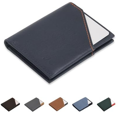 ROIK Slim Wallet ohne Münzfach aus echtem Leder – RFID Geldbörse Herren | Handgefertigte spanische Geldbörse | Small Wallet für Karten - City Navy