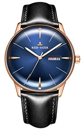 REEF TIGER Herren Uhr analog Automatik mit Leder Armband RGA8238-PLBH