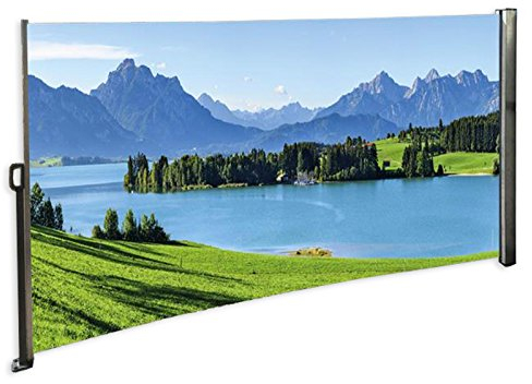 RABURG Seitenmarkise mit Foto Berge See Natur Rechts- Windschutz/Sichtschutz/Seitenrollo 160 x 300 cm