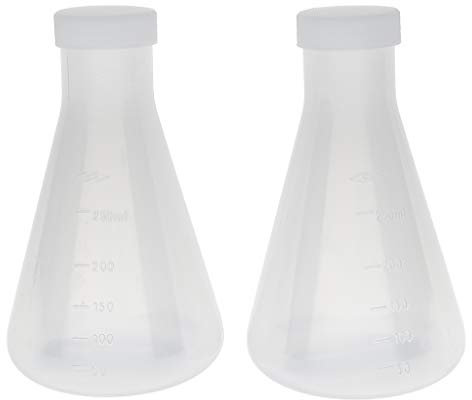 2ST 250ml Graduiert Engen Mund Kunststoff Erlenmeyerkolben Konische Flasche Labor