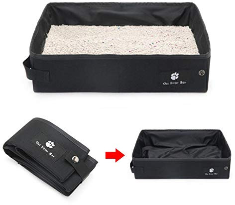 Rebirthesame Bac Portable litiere Chat Pliable boîte à litière imperméable, Toilette Chat imperméable pour la Maison extérieure, appropriée au Lapin Chat et au Petit Chien