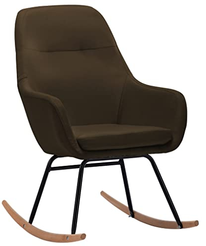 vidaXL Schaukelstuhl Relaxstuhl Schwingsessel Schwingstuhl Stuhl Polsterstuhl Wippstuhl Schaukelsessel Sessel Relaxsessel Braun Stoff