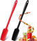 Spatule en Silicone à Long Manche de Bocal Grattoir de Cuisine Antiadhésif pour Cuisson, Agitation, Mélange (Rouge, Noir, 2)