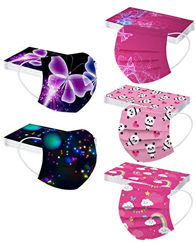 MARKWIND 50 Stück Kinder 𝐌𝐞𝐝𝐢𝐳𝐢𝐧𝐢𝐬𝐜𝐡𝐞𝐫 𝗢𝗣 für Masken für Mundschutz Einweg 3-lagig mit Motiv Bunt Mund Nasenschutz Cartoon Druck Tücher Atmungsaktiv Mund-Tuch Bandana Halstuch Schals