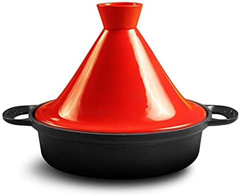 AIZYR 3L Ceramic Tagine Pot for 3-5 People - Moroccan Nonstick Cooking Pot Kitchen Cooker with Lid for Cooking Healthy Food,Red