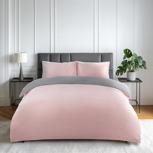 Emma Barclay Lyla Reversible Duvet Set in Blush Pink/Grey - Double