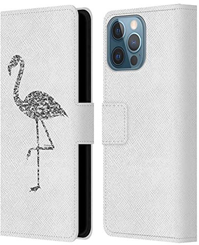 Head Case Designs Officially Licensed PLdesign Silver Sparkly Flamingo Leather Wallet Case Compatible With Apple iPhone 13 Pro Max