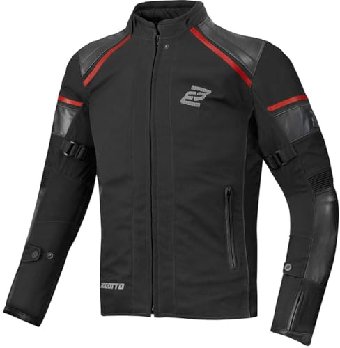 Bogotto Blizzard-X wasserdichte Motorrad Textiljacke, schwarz/rot, M | Wasserdicht