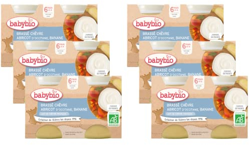 BABYBIO - Petits Pots Brassé Abricot Banane - 2x130g - 6+ Mois - Lot de 6 - BIO