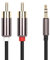RCA Cable, 3.5mm to 2 Male Y Splitter Audio Stereo Adapter Line Auxiliary Sound Headphone Jack Heavy Duty Aux Cord Dual Shielded Phono Connector for Phone Speaker MP3 Tablet HDTV Smartphones(Black)