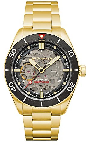 Spinnaker Herren 40mm Croft Mid Size Automatische Limitierte Auflage Medallion Black Watch mit skelettiertem Zifferblatt und Edelstahlarmband SP-5095-44