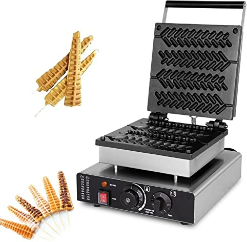 Gofrera Profesional Comercial - Eléctrica Belgas Crujientes y Esponjosas, 4 Mini Waffles, Forma de árbol, Gofrera 1750 Watt con Placas Antiadherentes, Temperatura Ajustable y Fácil Limpieza,Style3