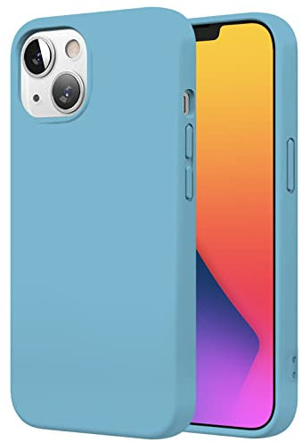 TBOC Cover Compatibile con iPhone 14 Plus [6.7] Custodia Rígida [Azzurro] Silicone Liquido [Sensazione Morbida] Fodera Interna Microfibra [Protegge Fotocamera] Antiscivole Resistente