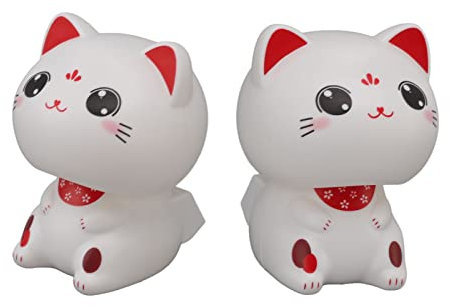 Cosiki Maneki Neko Nickende Katze Katzendekoration mit Energiesparendem Induktionslicht (mit großen Augen)