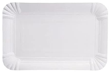 Tessera Bio Products QXH1117 - Platos rectangulares de papel (11 cm de ancho, 17 cm de largo, 250 unidades), color blanco