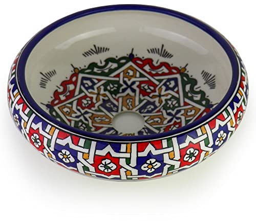 Keramik Waschbecken Rund Ø32 cm Bunt Nr. 11 Orientalische Waschschale Aufsatzwaschbecken Handwaschbecken