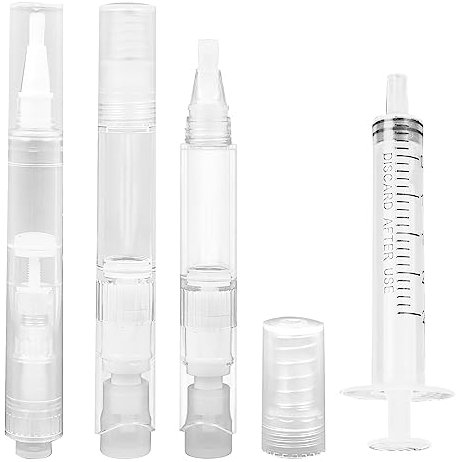 Zngou 4Pcs Touch Up Paint Pen for Walls Refillable Fillable Brush Pens with Syringe Drywall Repair Kit Furniture Cabinets Walls, Clear