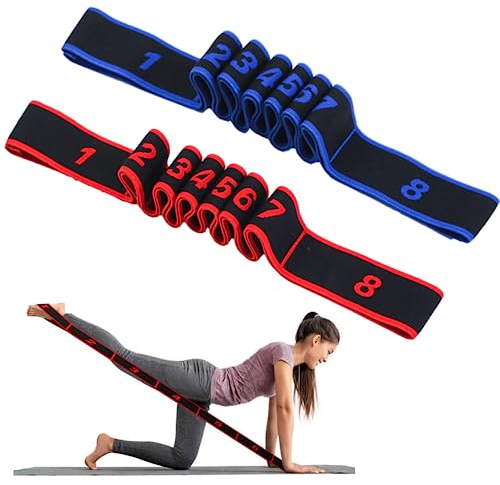 2pcs Gymnastikband Elastischer Fitnessgurt Fitnessband mit Schlaufen Gymnastikband Trainingsband Elastic Band Fitness mit 8 Schleifen Waschbarer Leicht zu Tragender und Hochelastischer Gymnastik-Gur