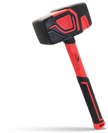 HOUSERAN Gummihammer 1100g Schonhammer für Tischler Boden Handwerk | Weiche Gummiköpfe kratzfrei, stabiler Glasfasergriff. Perfekt für Bodenverlegung, Tischlerarbeiten und Handwerk