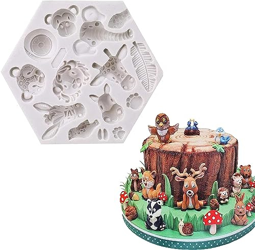 Waldtiere Silikon DIY Backen Fondant Formen Kuchen Schokolade Wald Dekorative Kuchenform für 3D Tier Schokolade Süße Silikon Backformen Dekoration Werkzeuge