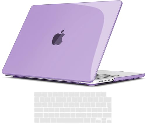 TECOOL Cover per MacBook Pro 14 Pollici M4 M3 M2 M1 Pro/Max 2021-2024 (A3401 A3185 A3112 A2992 A2918 A2779 A2442), Custodia Rigida Protettiva Sottile in Plastica e Copritastiera UE, Cristallo Lilla