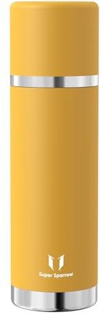 Super Sparrow Gourde Isotherme - 1000ml - Bouteille Isotherme - Gourde Inox Sans BPA - Couvercle étanche qui sert de Tasse - Maintient la Température 12/24h (Chaud/Froid)