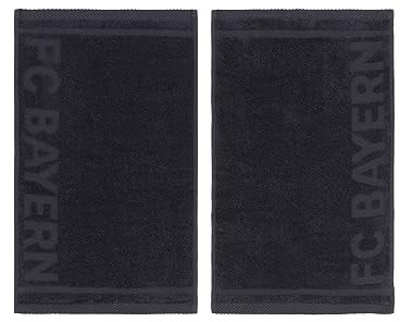 FC Bayern München Gästehandtuch I Badetücher I 2er-Set I Grau I 50x30 cm