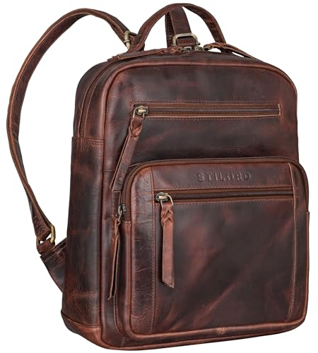 STILORD 'Wilma' Eleganter Rucksack Frauen Klein Leder Rucksackhandtasche Damen Lederrucksack DIN A5 Vintage Daypack Cityrucksack Echtleder, Farbe:porto - cognac