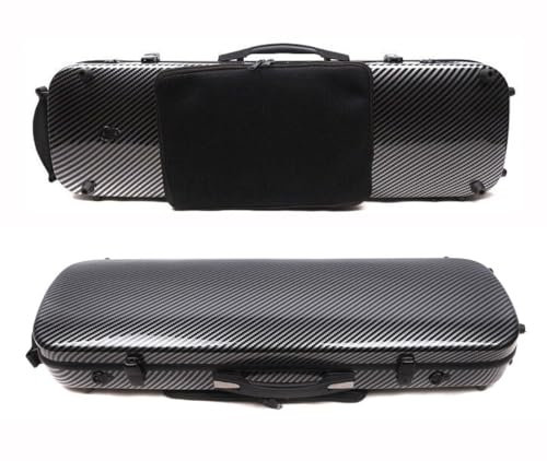 Vetimobato Carbon Fiber Violin Case 4/4 Full Size Hard Shell Oblong Violin Box with strap & Music Sheet Bag & Lock Travel case 2.1kg (Black)