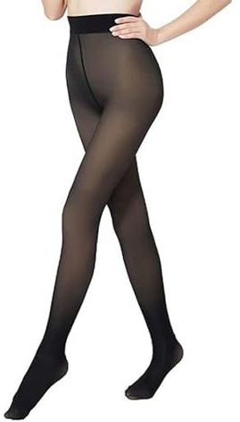 Cocain underwear Damen gefütterte Thermo Strumpfhose schwarz blickdicht Innenfleece durchscheinend Thermounterwäsche