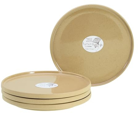 CreaTable, 21654, Serie Futuro, 4-teiliges Geschirrset, Dessertteller Set aus Steinzeug, spülmaschinen- und mikrowellengeeignet, Made in Portugal