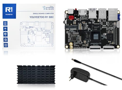 youyeetoo R1 Single Board Computer -Basic Rockchip RK3588S -8K Display -Unterstützung HDMI 2.1, SATA 3.0, PCIe 2.0 SSD, USB Host x5, NFC -AIoT/NAS -Android 13/Debian (8GB RAM+64GB eMMC(Power Kit))